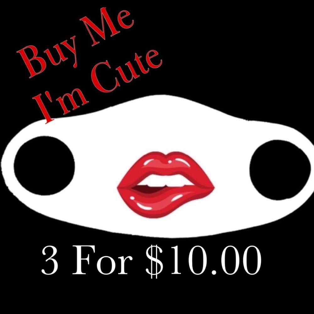 3/$10 Funny Red Lips Design Face Mask